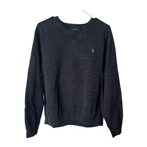 POLO RALPH LAUREN Men's Gray Cotton Knit Pullover Crewneck Sweater Logo Sz M
